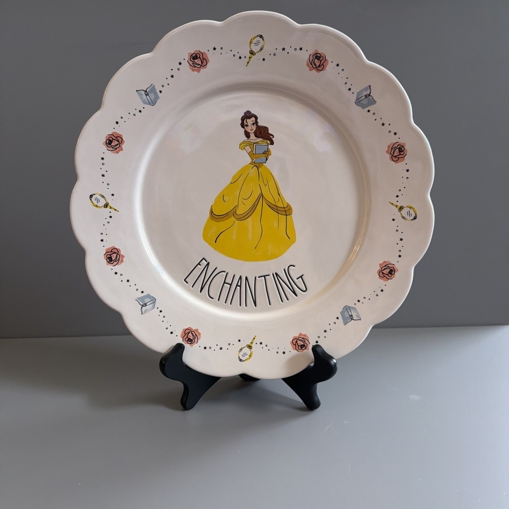 Rae Dunn Disney Princess Belle ENCHANTING 11.25" Scalloped Plate Beauty & Beast